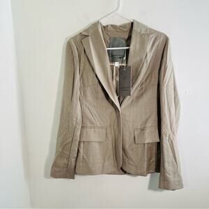 NWT Natalija Jansone Norwegian Air BlazerTaupe 100% Wool Lightweight Blazer 42 6